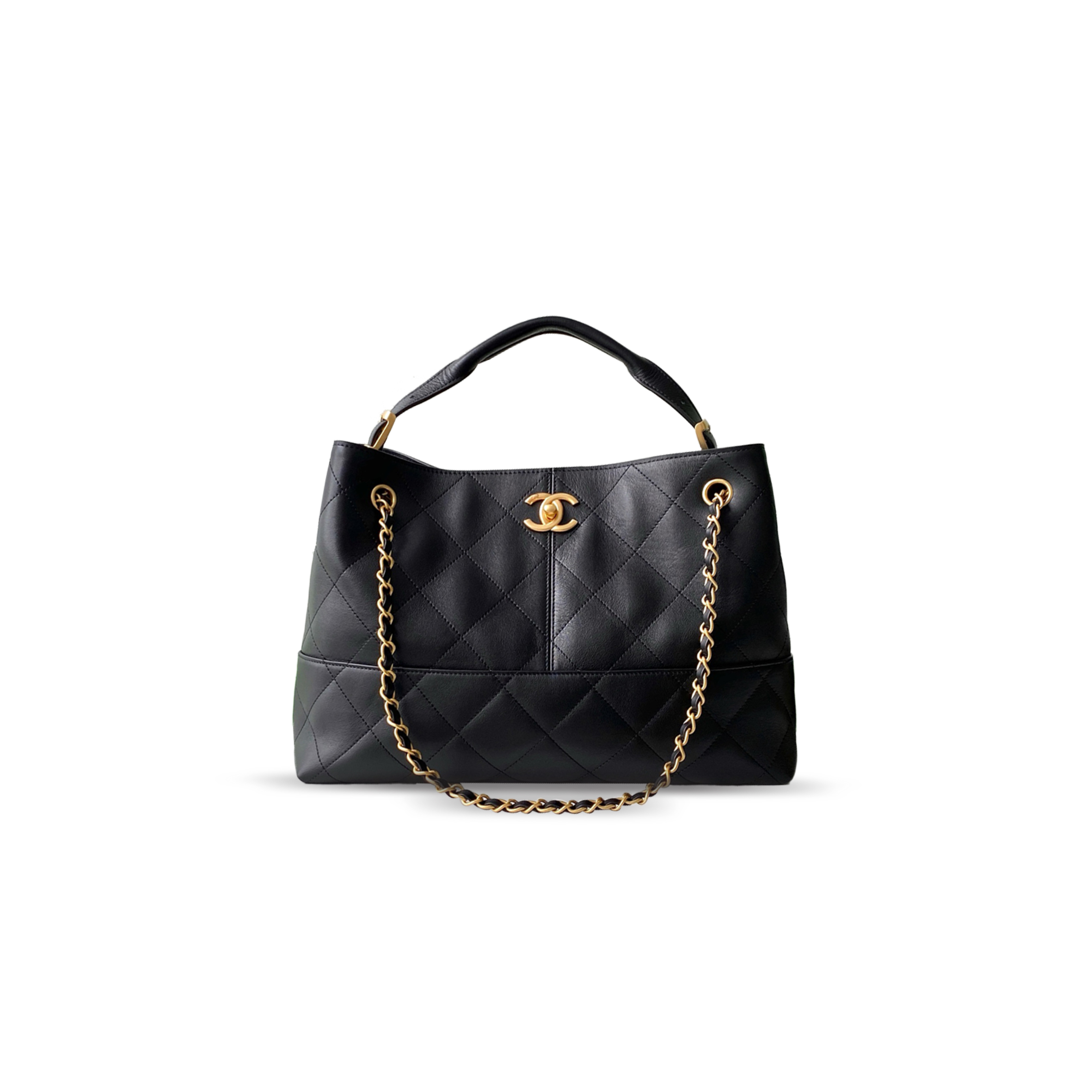 CHANEL SHOPPING BAG CALFSKIN & GOLD-TONE METAL BLACK AS5634 (36*24*12cm)